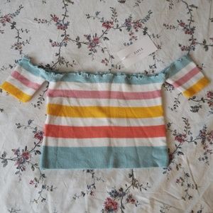 Zaful Off Shoulder Striped Crop Top